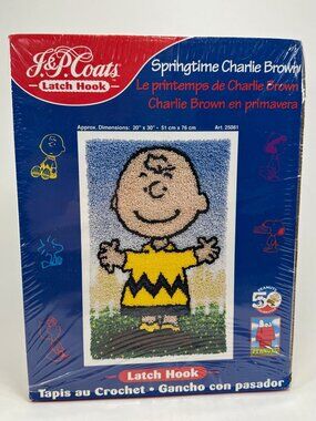 J & P Coats Springtime Charlie Brown Latch Hook Kit 20" x 30"